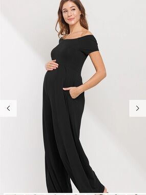 NWT Hello MIZ Off Shoulder Wide Leg Maternity Jumpsuit